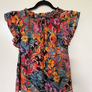Floral Ruffle Sleeve Top